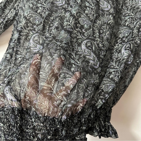 Zara Black and Gray Paisley Blouse - Picture 7 of 11